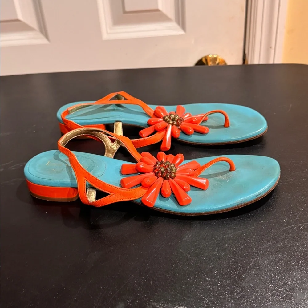 Kate Spade Freida Blue and Orange Floral Sandals size 7.5